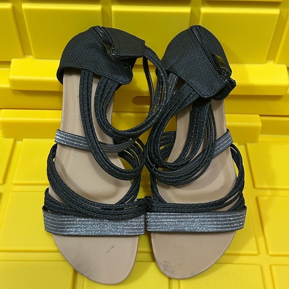 Women's Flat Sandal Flip Flops Open Toe Strap Zipper Back Flatform Wedge Sandals - Picture 11 of 16